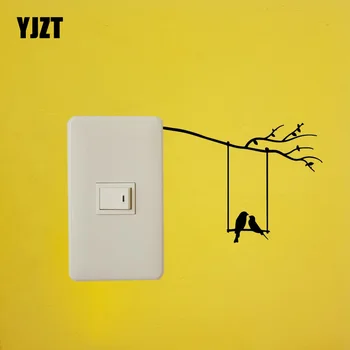 

YJZT Funny Cartoon Vinyl Switch Sticker Wall Decal Home Decoration Love Birds Tree Animals17ss0356