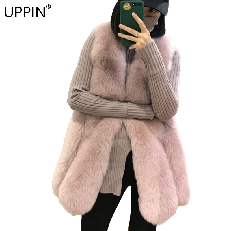 UPPIN шуба меховая жилетка 2018 элегантный Teardrop юбка подол шубы Осенне зимняя Дамская