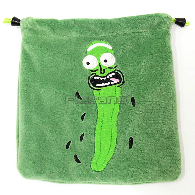 Rick and Morty Cucumber Rick Plush Bag Drawstring Pocket Cartoon Toy Doll 10pcs/lot