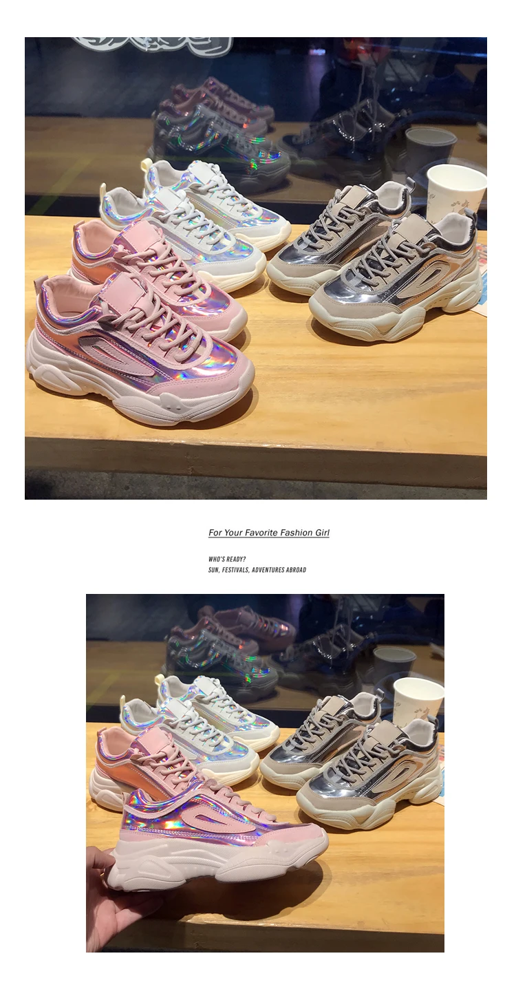 NEW Women Chunky Sneakers Platform Spring Shoes Woman Casual Footwear Female Pink Sneaker dames Dad Shoes trainers basket femme