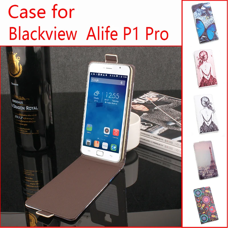 

HongBaiwei Fashion Leather Cases For Blackview Alife P1 Pro Butterfly Flower Tower Pattern Phone Case Cover
