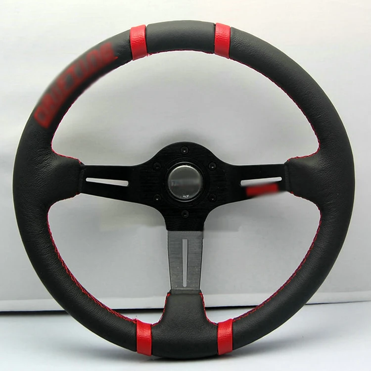 

Universal Fits Racing Sport 13050 Red/340mm PU Leather Deep Dish Alloy Steering Wheel