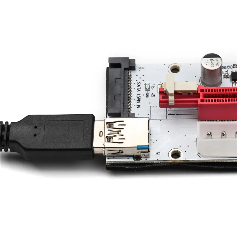6 шт./лот PCI-E Express Riser Card 1x to 16x USB 3,0 удлинитель Riser Card кабель адаптер питания BTC разъем для шахтера комплект