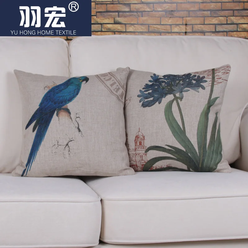 wholesale cheap price on promotion 45cm*45cm parrot linen home