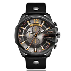 Модные Для мужчин s часы черный Сталь стимпанк уникальный роскошный большой циферблат Спорт кварцевые наручные часы для Для мужчин часы