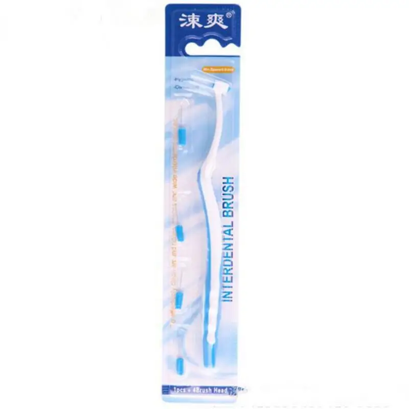 2 sets x 4pcs head+ LONG Handle Interdental Brush Head replaceable Toothbrush Floss Toothpick teeth Orthodontics tool | Красота и