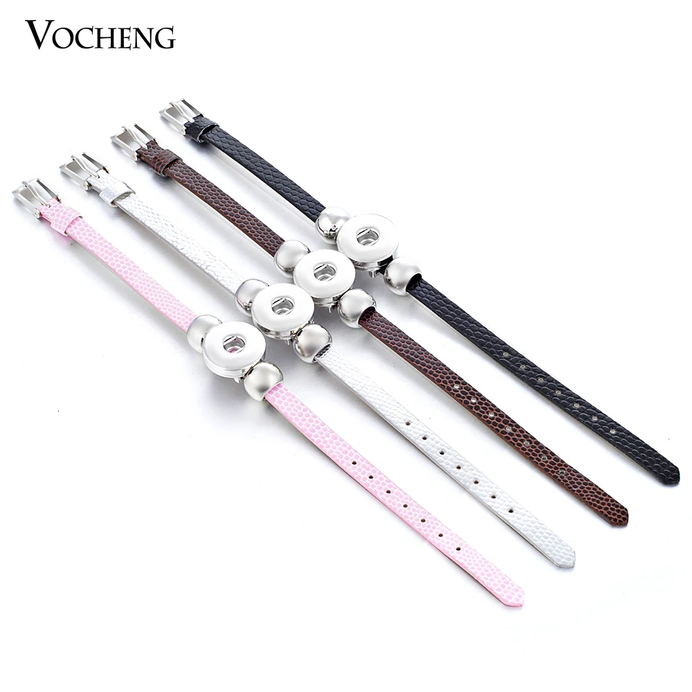 

(10pcs/lot) Wholesale 18mm Vocheng Snap Button Jewelry 4 Colors PU Leather Bracelet (NN-338*10) Free Shipping