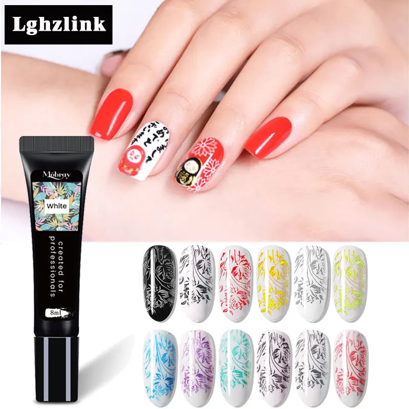 

Stamping Gel Polish Nail Art Permanent UV Varnish Hybrid Led Nail Polish DIY Stamping Pattern Nail Gel Polish White Soak Off Gel