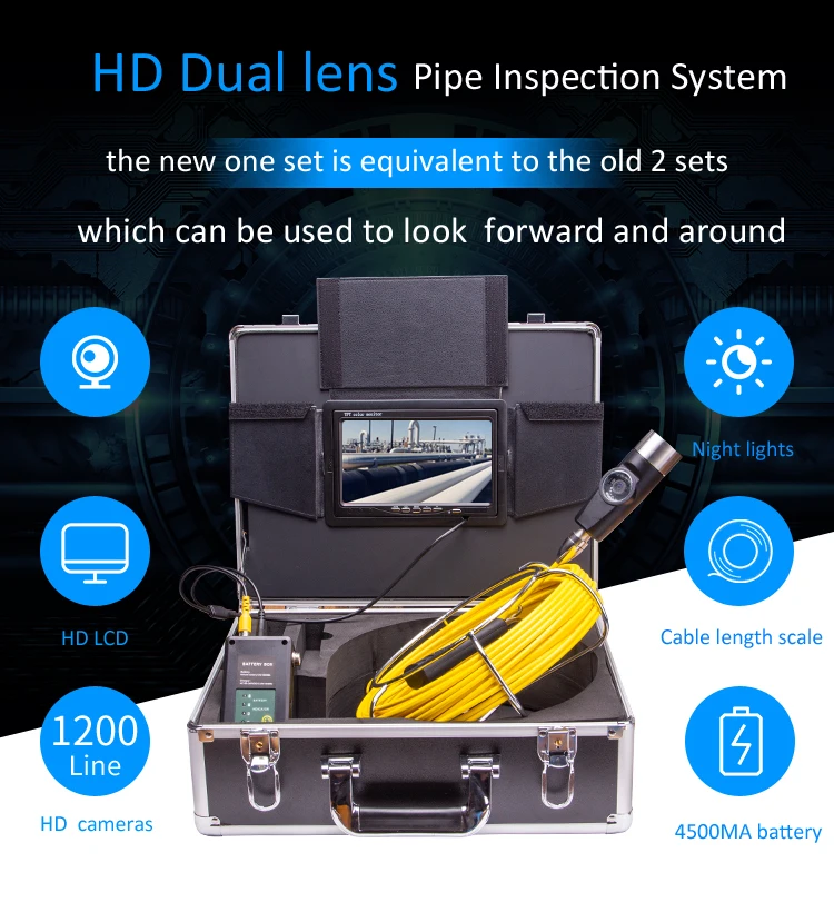 WP90E 20M Snake Video Endoscope Camera Pipe Drain with WIFI Sewer Well Wall Underwater Inspection Camera System Monitor 7 tft monitor 8gb sd card 20 meter cable drain wall sewer pipe inspection cctv camera video endoscope well pipeline borescope