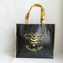 1000 шт/партия 35Hx40x10cm изготовленная на заказ многоразовая блестящая Лазерная ламинация, Нетканые хозяйственные сумки с логотипом напечатанные оптом