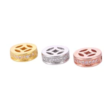 9*3mm DIY Jewelry Spacer Beads Rhodium/Gold/Rose Gold High Quality Micro Pave White CZ Copper Hollow Beads CHF185