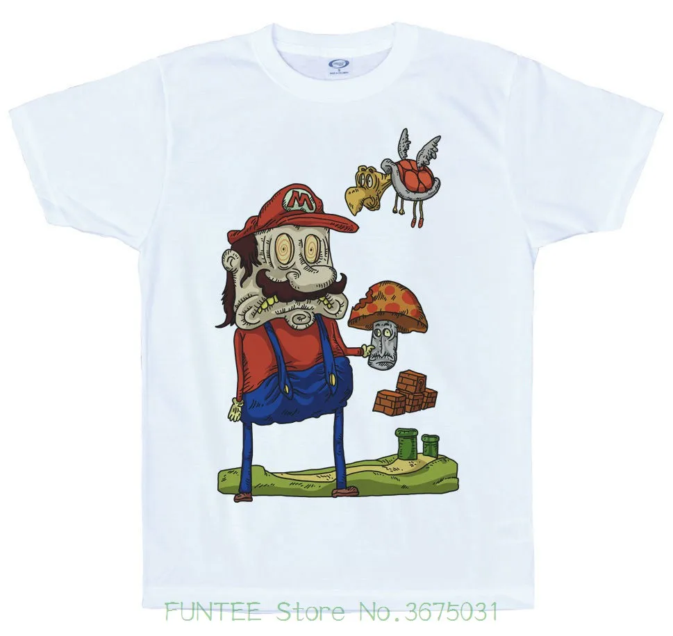 Hip Hop Novelty T Shirts Men's Brand Clothing Mario & Mega Mushroom T