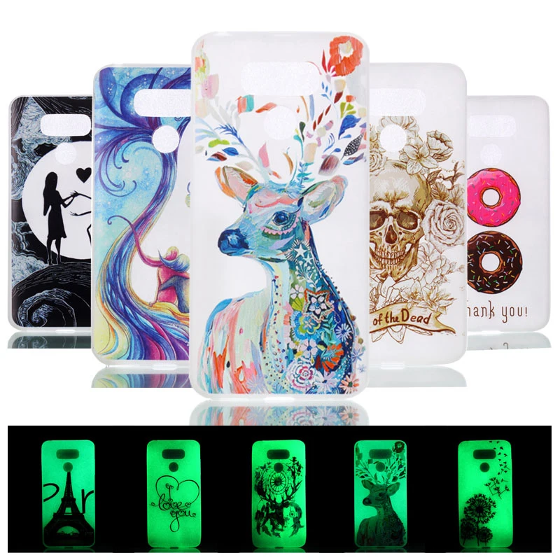 

Luminous Soft TPU Case For Coque LG G6 Case Cover Silicon Cartoon Skull Tower Pattern Back Cover For Funda LG G6 Phone Case Capa