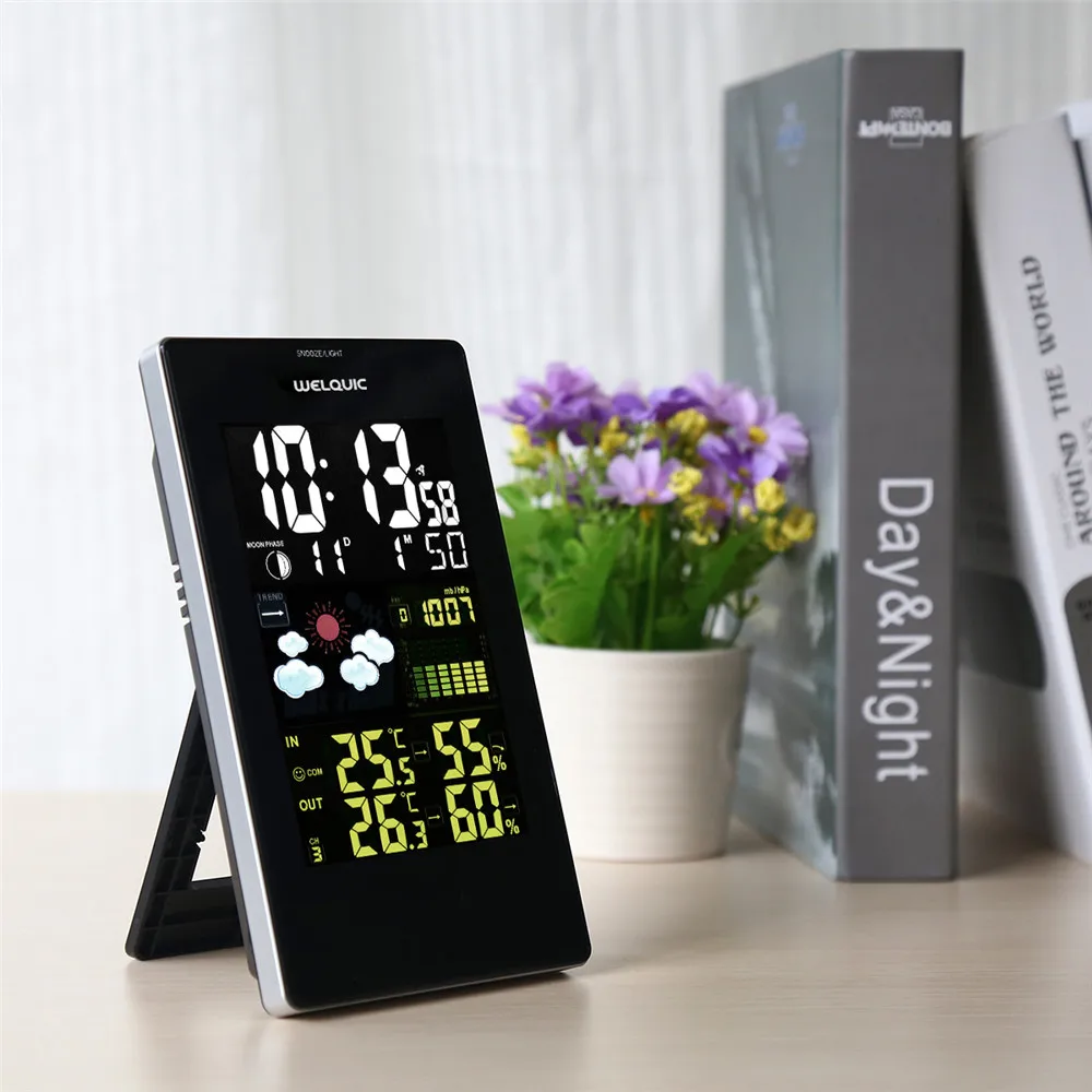 Wireless Color Weather Station EU US UK Plug Weather Forecaster In Outdoor Temperature Humidity Alarm Snooze Function14