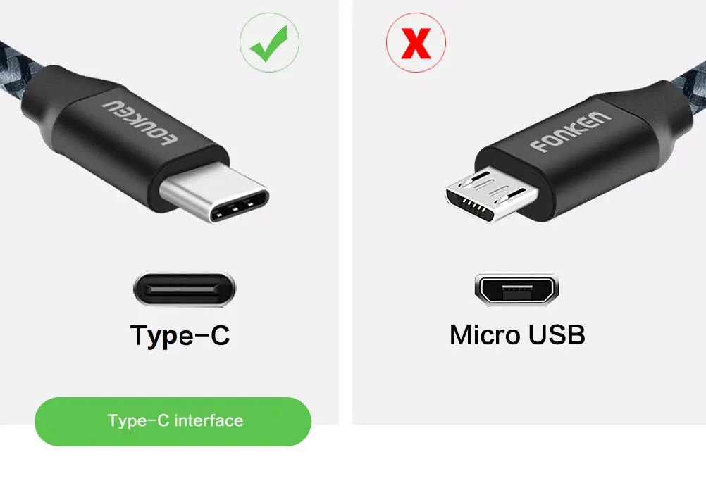 3 шт. fonken Тип USB-C кабель Quick Зарядное устройство Тип c 21AWG Max 2.4A быстрой зарядки Reversible USB c кабель для мобильного телефона