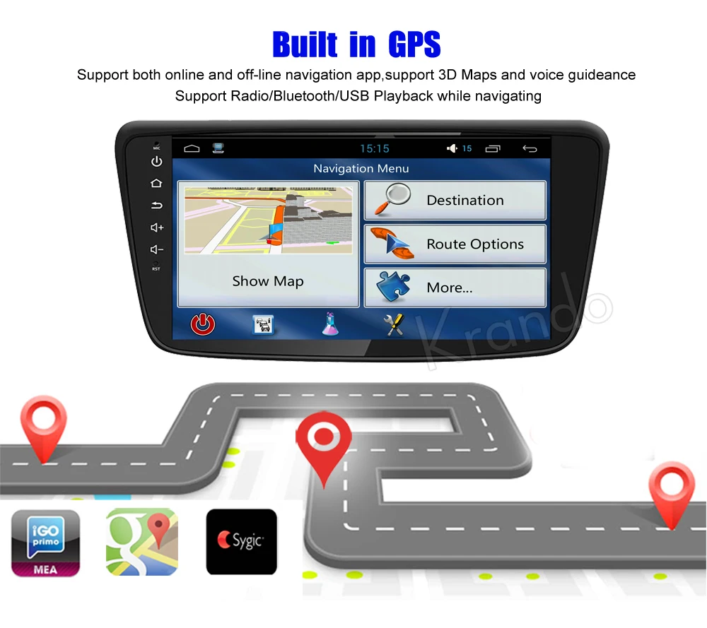Clearance Krando 7" Android 7.1 car navigation multimedia system for Suzuki Baleno 2015+ audio radio gps dvd player WIFI 3G DAB+ 2