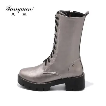 

fanyuan Size 34-43 Winter Shoes Women Half Short Winter Boots Women Cross Strap Warm Mid Calf Rome Botas For Women Footwears
