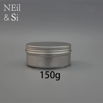 

150g Silver Aluminum Jar Refillable Cosmetic Cream Bottle Empty Screw Cap Containers Tea Wax Storage Tin Free Shipping