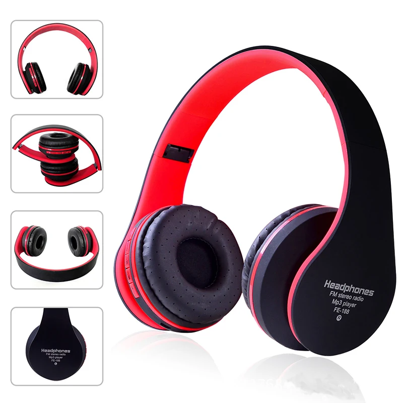 Digital 4 in 1 Stereo Wireless Bluetooth 4.1 + EDR Headphone Foldable Headset &amp Wired Earphone with Mic MicroSD/TF FM Radio |