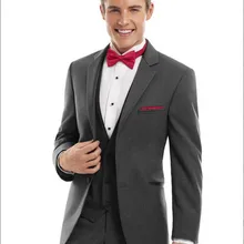 Новое поступление, 3 предмета, темно-серые костюмы для торжественных случаев, смокинги для жениха, однобортный Лучший мужской костюм(пиджак+ штаны+ жилет