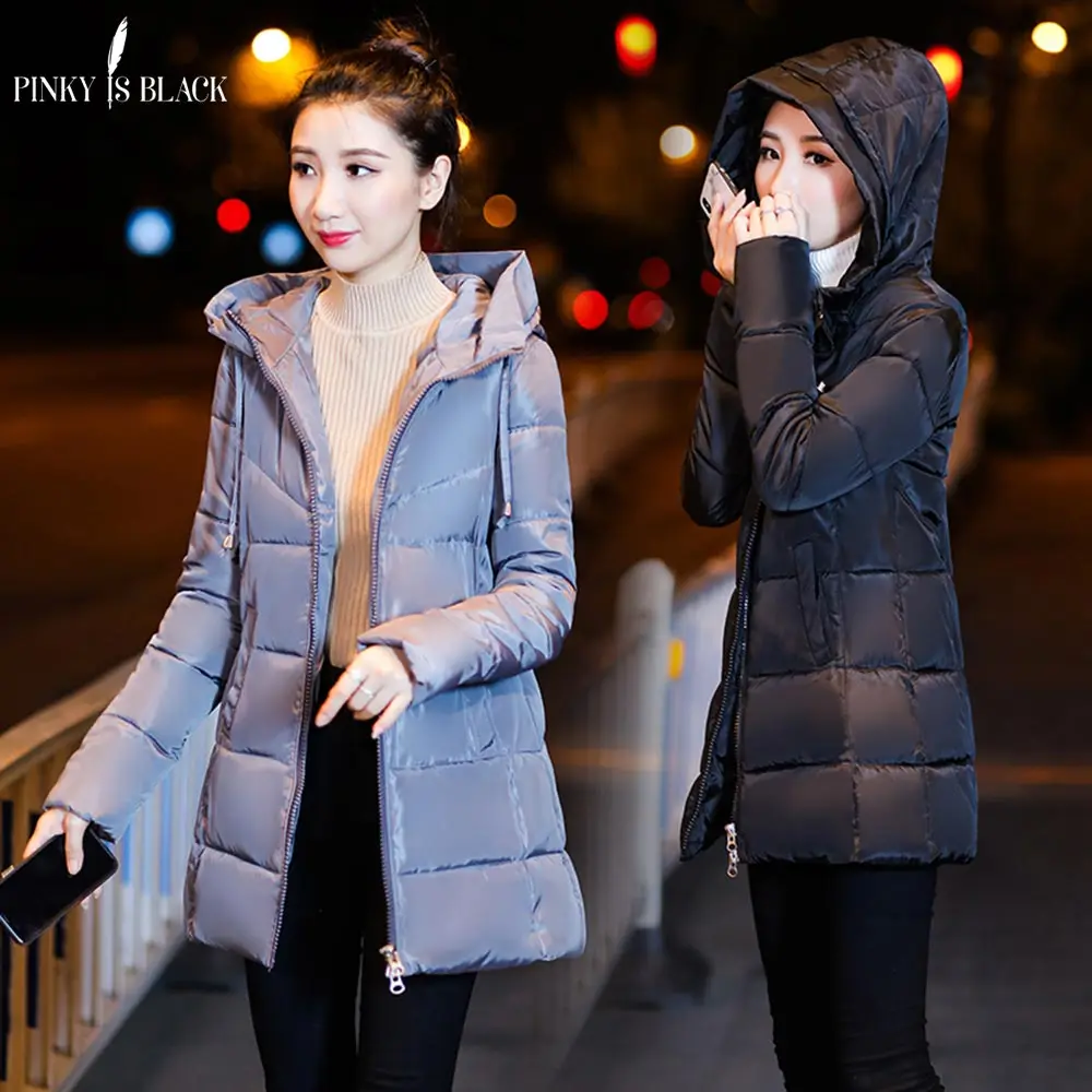 PinkyIsBlack Winter Jacket Women Coats Hooded Female Long Parkas Thicken Hooded Down Cotton Padded Lining Winter Coat Women 2018