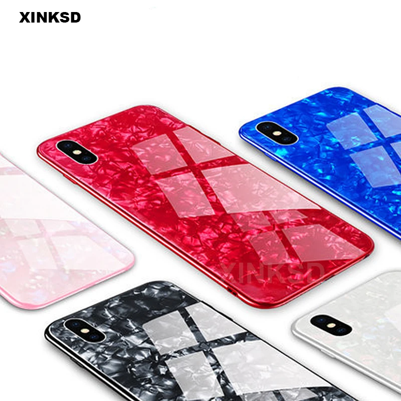 

Tempered Glass Case For iPhone XS MAX XR X Explosion-proof Marble pattern hard Back Cover For iPhone 7 8 6 S 6S Plus Case 10