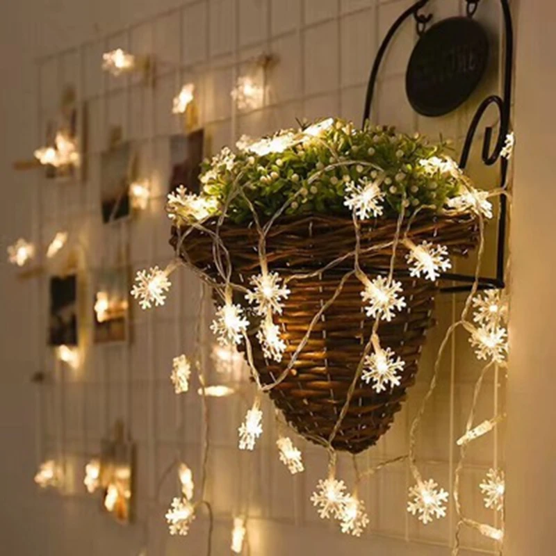 3M 20 Led 6M 40 Snowflake Light String Christmas Decoration For Home Holiday Wedding Decor Party Supplies | Дом и сад