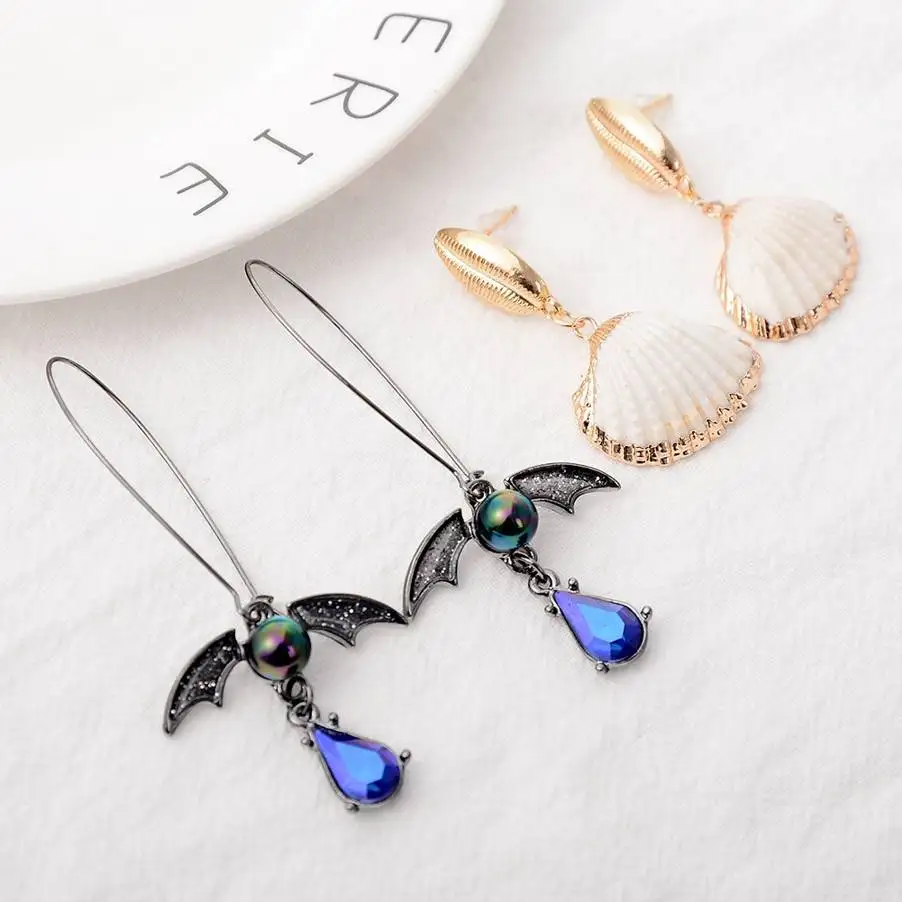 

Vintage Wing Ocean Dangle Drop Earrings 2019 For Women Brincos Cowrie Sea Shell Earring BOHO Bohemian Beach Korean Jewelry