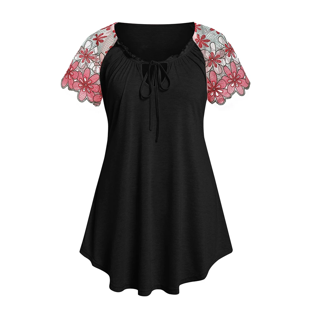 روز غال النساء تي شيرت الصيف قمم الإناث L-5XL زائد حجم الدانتيل يصل طويل تونك قطع T قميص Casaul تيز مثير المتناثرة التي شيرت روز غال النساء تي شيرت الصيف قمم الإناث L-5XL زائد حجم الدانتيل يصل طويل تونك قطع T قميص Casaul تيز مثير المتناثرة التي شيرت