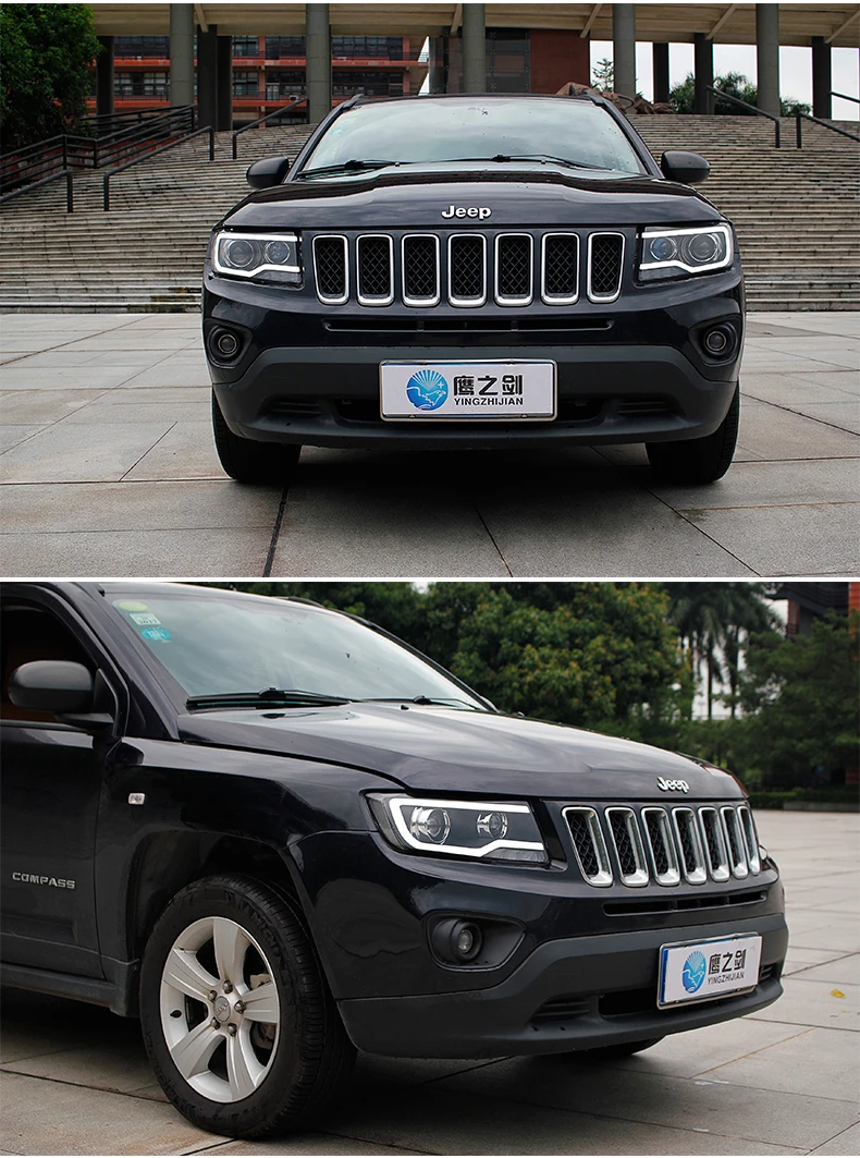 Автомобильный Стильный чехол на голову для Jeep Compass 2011- Jeep Compass светодиодный фонарь DRL Объектив Двойной Луч Биксенон HID