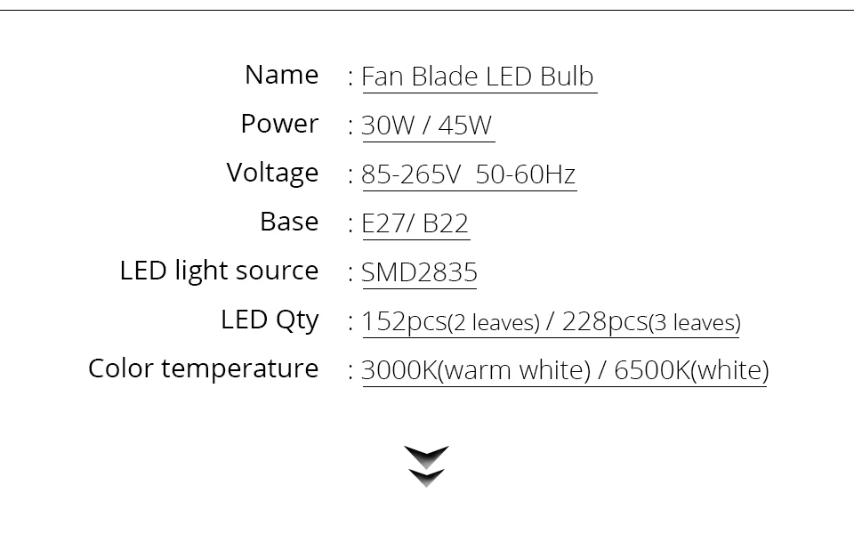 EeeToo 85-265V LED Bulb E27B22 Ceiling Fan Lamp For Living Room Foldable Fan Blade LED Bulb Lighting 30W 45W Ceiling Light Home (7)