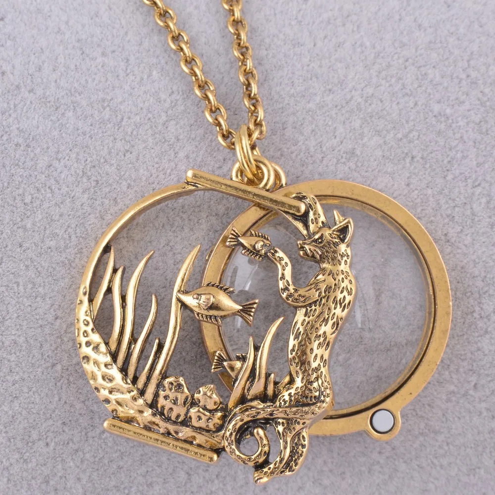 Ожерелье с подвеской в виде морской рыбы и животного|magnifying glass pendant|glass pendants