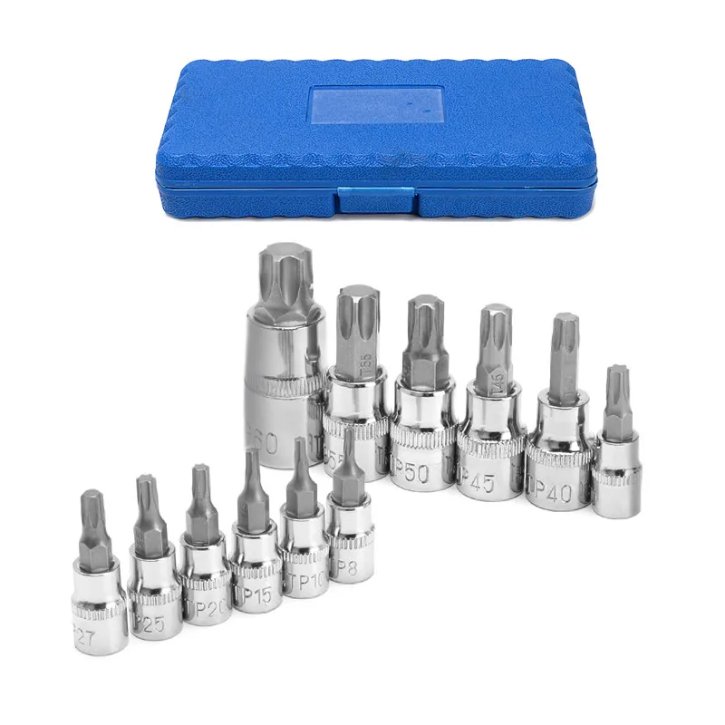 

12pc Torx Sockets Bits Set 1/4" 3/8" 1/2" Square Drive Impact Screwdriver Bit for Repair Tools T8-T60 Allen Key Wrench Tools Set