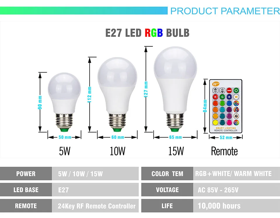 E27 светодиодный 16 изменение цвета RGB 5 Вт 10 Вт 15 Вт 220 В RGB Волшебная Праздничная лампа Светодиодный прожектор RF функция дистанционного