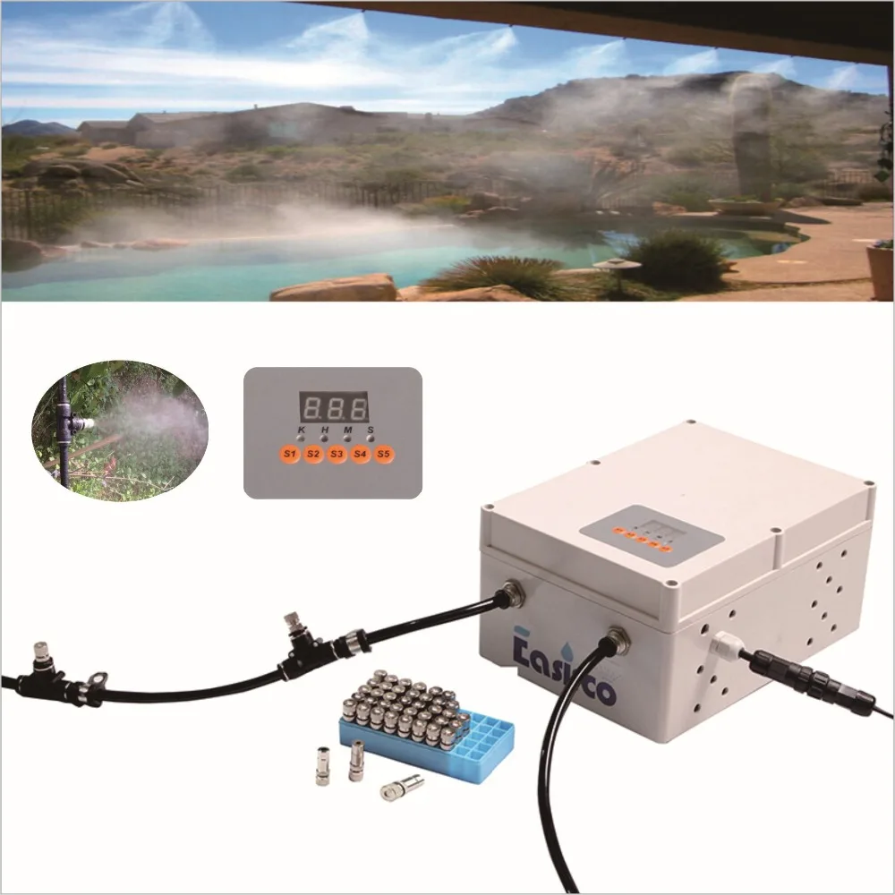 40pcs nozzle outdoor cooling system with Solenoid valve and programmable cycle timer(water resource from water tape