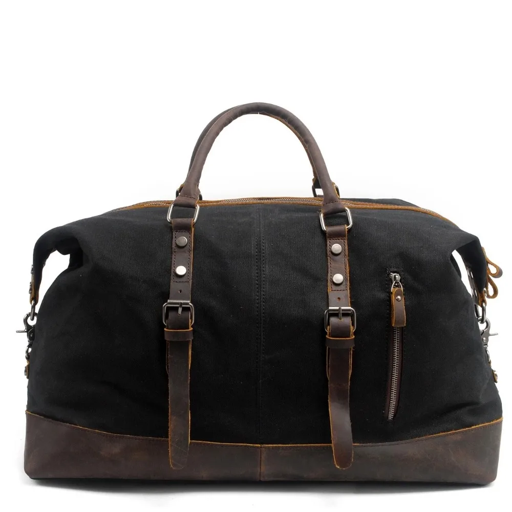 End Vintage Militaire Week Bandoulière De Toile Tout Nuit Fourre Polochon À Cuir Grand Imperméable Sacs Voyage Sac Hommes Des Porter En dtsQhr
