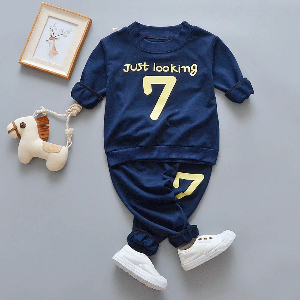 

Toddler Baby Boys Fashion Letter Print Cotton Long Sleeves Top+Pants Kids Boy Clothing Outfit Set clothes