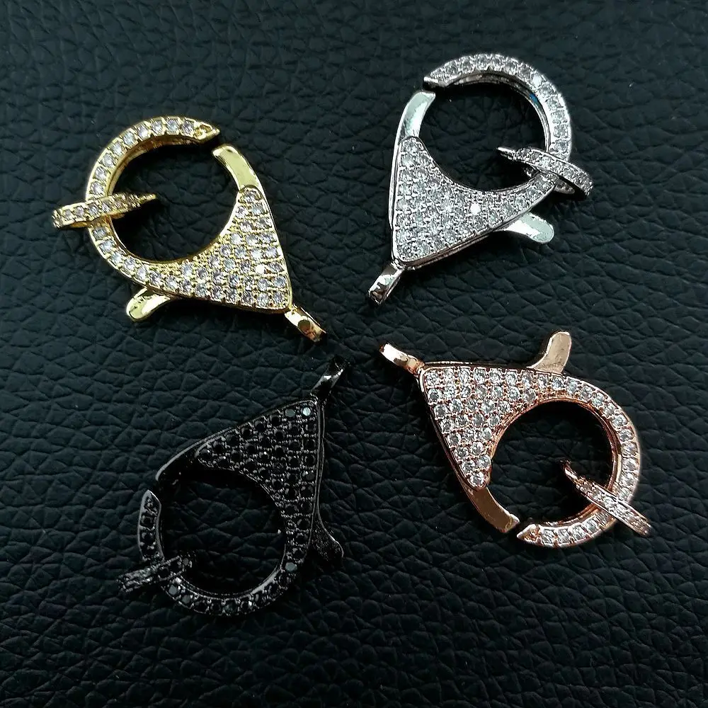 

Women's 2 pcs 16x20mm CZ Micro Pave Hook Lobster Clasp Cubic Zirconia Clasp