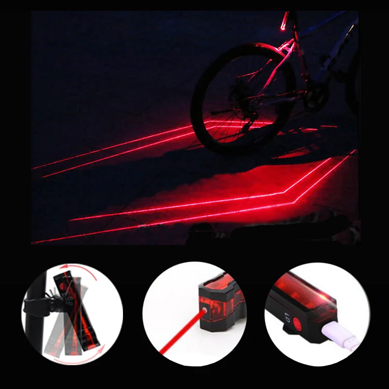 Cheap FTW Bike Tail Light Laser USB Rechargeable Bicycle Rear Back Light Powerful Waterproof for Night Cycling safety LED Lamp TL2291 2