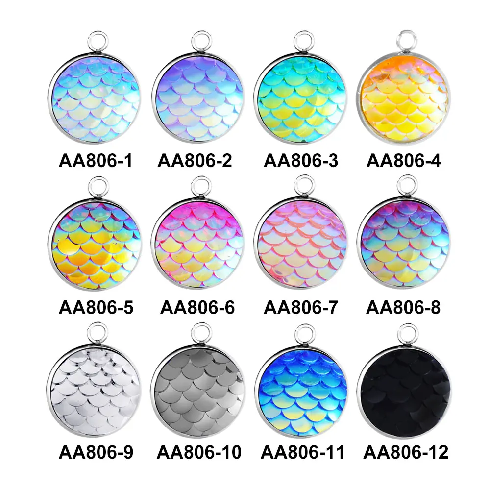 12 teile/los 14mm edelstahl Meerjungfrau Skala Charme Für Schmuck Machen DIY 12 farben fischschuppen Anhänger-schmucksachen