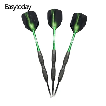 

Easytoday 3Pcs/set Tungsten Darts Hard Type Darts Steel Tip Metal Barrel Green Shafts Aluminum Plastic Aurora Darts Flights