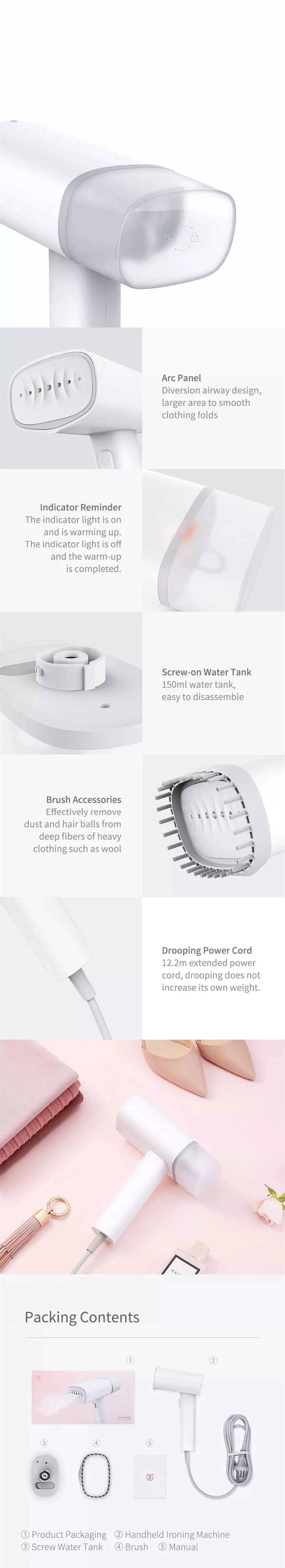 Xiaomi Mijia Zajia ручной паровой утюг, умная Паровая нагревательная машина, Электрический Утюг, ручная гладильная машина для одежды