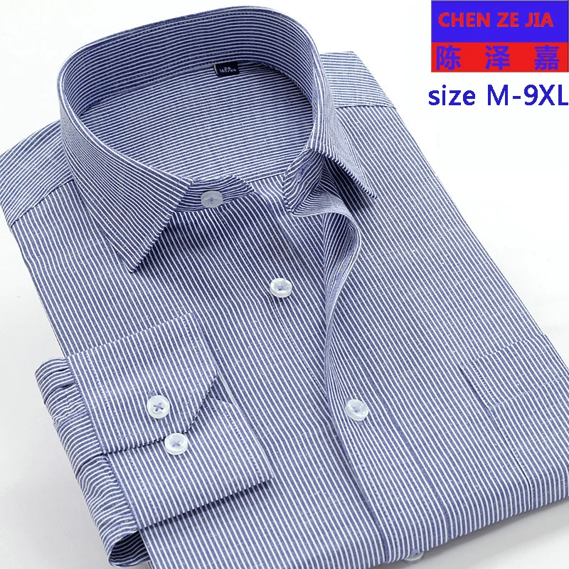 Новое поступление модные супер большие полосатые мужские свободные рубашки с длинным рукавом высокого качества размера плюс M-3XL4XL5XL6XL-9XL 10XL