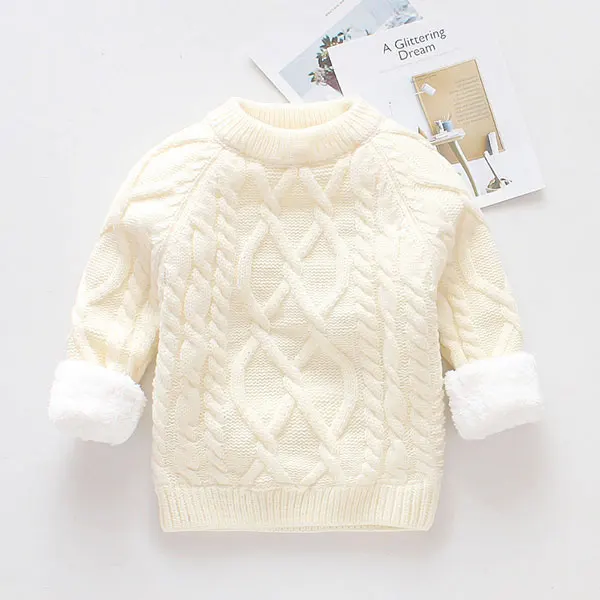 Зимняя одежда для маленьких мальчиков и девочек; бархатный вязаный пуловер; шерстяные свитера; куртка для новорожденных; Одежда для мальчиков; детское рождественское пальто; свитера - Цвет: white sweater 1