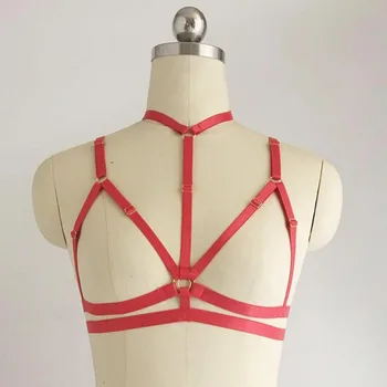 

Womens Sexy Red Body Cage Bra Goth Fetish Bondage Harness Lingerie Exotic Witchy Burlesque Corset Adult Pole Dance Lingerie