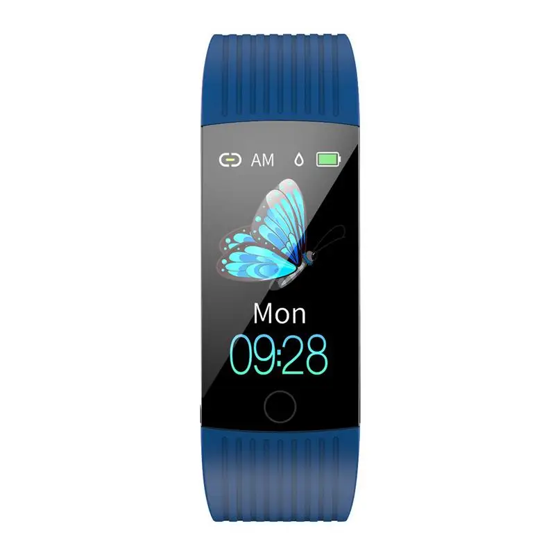 Blue Q18 смарт-браслет 1,14 дюймов полный Цвет Экран Ip68 Водонепроницаемый сердечного ритма крови Давление обнаружения уведомлению о входящем вызове информировать - Цвет: Blue