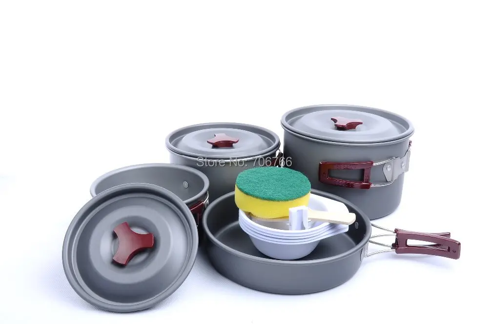 12pcs/set outdoor cooking set camping tableware hiking cookware picnic