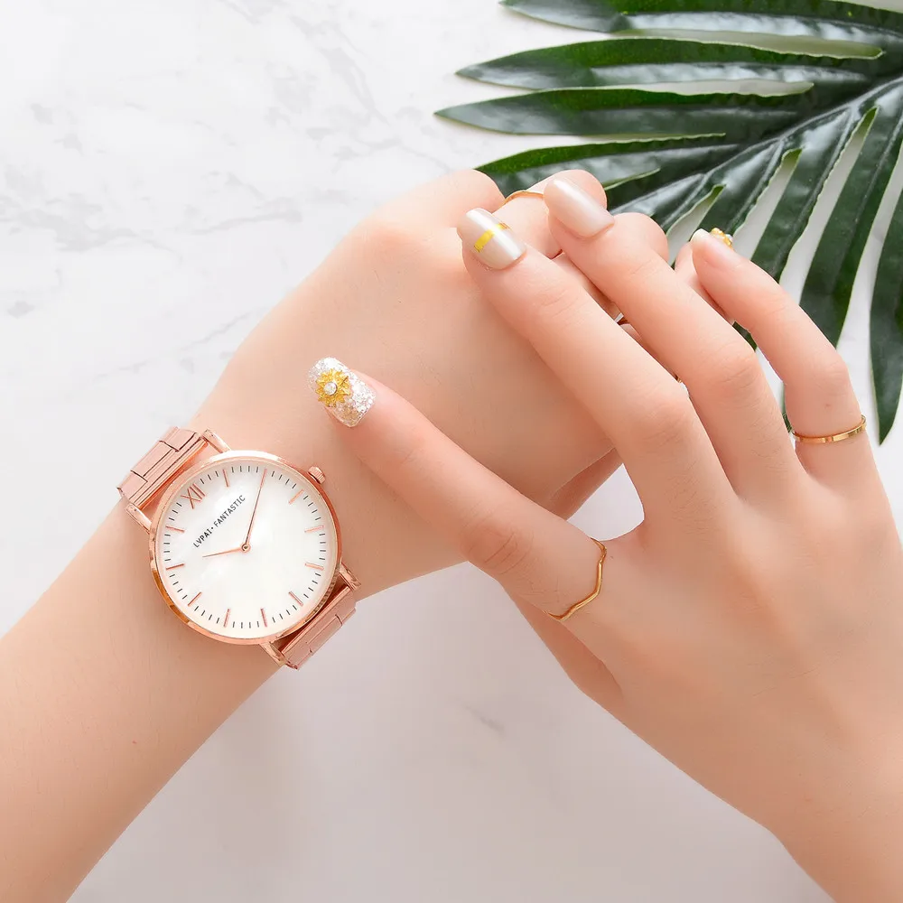 Lvpai женские часы из нержавеющей стали брендовые Модные женские наручные часы кварцевые часы в творческом стиле ретро простые дешевые роскошные часы