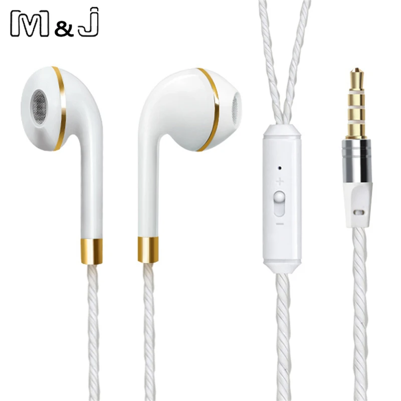 Проводные наушники M & J для iPhone 6s 6 5 Xiaomi гарнитура Hands free басовые стереонаушники