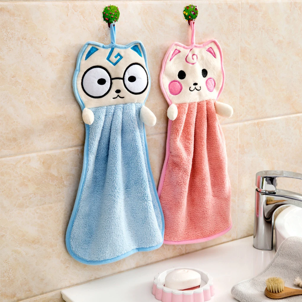 Детское подвесное полотенце для рук мультяшный носовой платок, кухонные мочалки для новорожденных, ванная комната, кошка, посудное полотенце для чистки автомобиля, полотенце для мытья